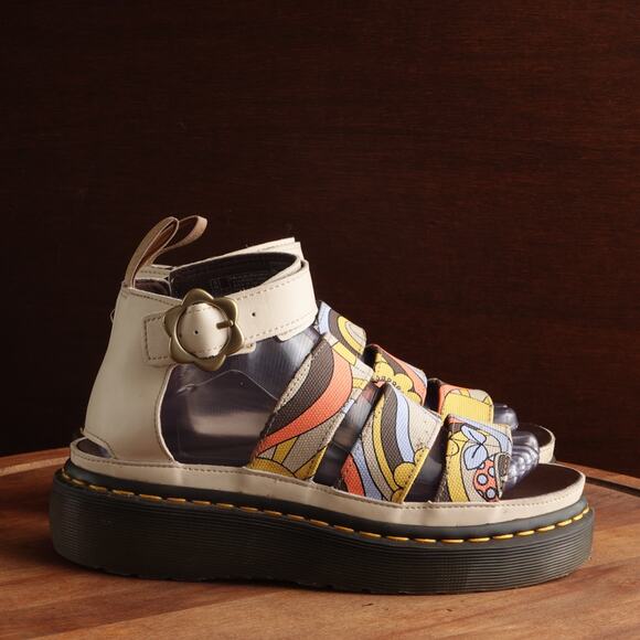 Dr. Martens Sandals Women SZ 7 Cream Clarissa II Quad Platform Vegan Retro Shoes - Picture 1 of 16